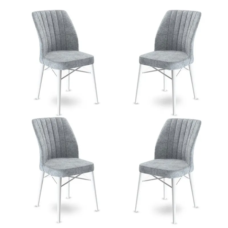 Set de scaune Flex, Diverse culori, Diverse configurații, 45x42x93 cm - Gri - Alb / 4 bucăți