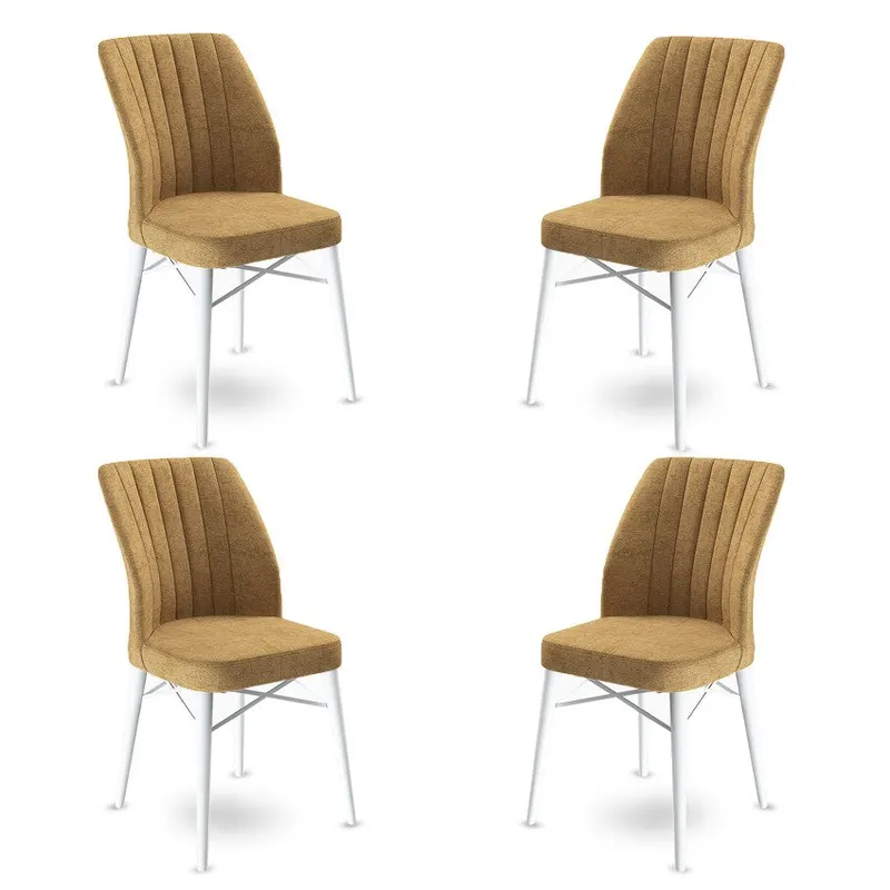 Set de scaune Flex, Diverse culori, Diverse configurații, 45x42x93 cm - Cappuccino - Alb / 4 bucăți