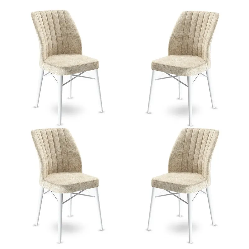 Set de scaune Flex, Diverse culori, Diverse configurații, 45x42x93 cm - Crem - Alb / 4 bucăți