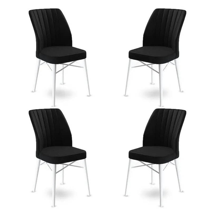 Set de scaune Flex, Diverse culori, Diverse configurații, 45x42x93 cm - Negru - Alb / 4 bucăți