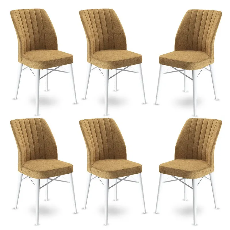 Set de scaune Flex, Diverse culori, Diverse configurații, 45x42x93 cm - Cappuccino - Alb / 6 bucăți