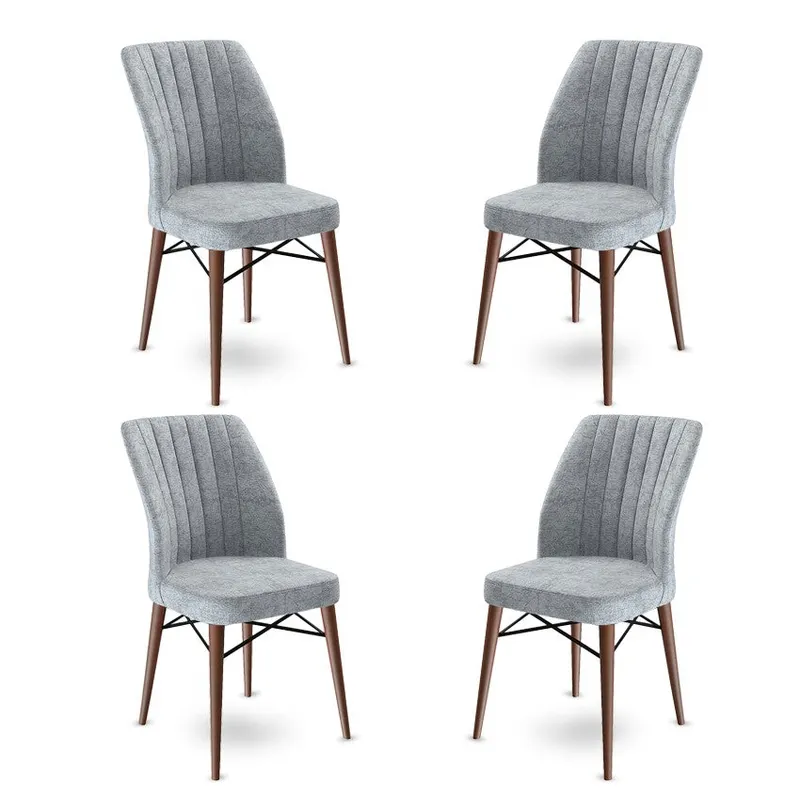 Set de scaune Flex, Diverse culori, Diverse configurații, 45x42x93 cm - Gri - Maro / 4 bucăți