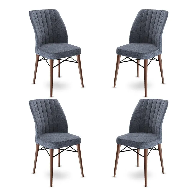 Set de scaune Flex, Diverse culori, Diverse configurații, 45x42x93 cm - Fumuriu - Maro / 4 bucăți