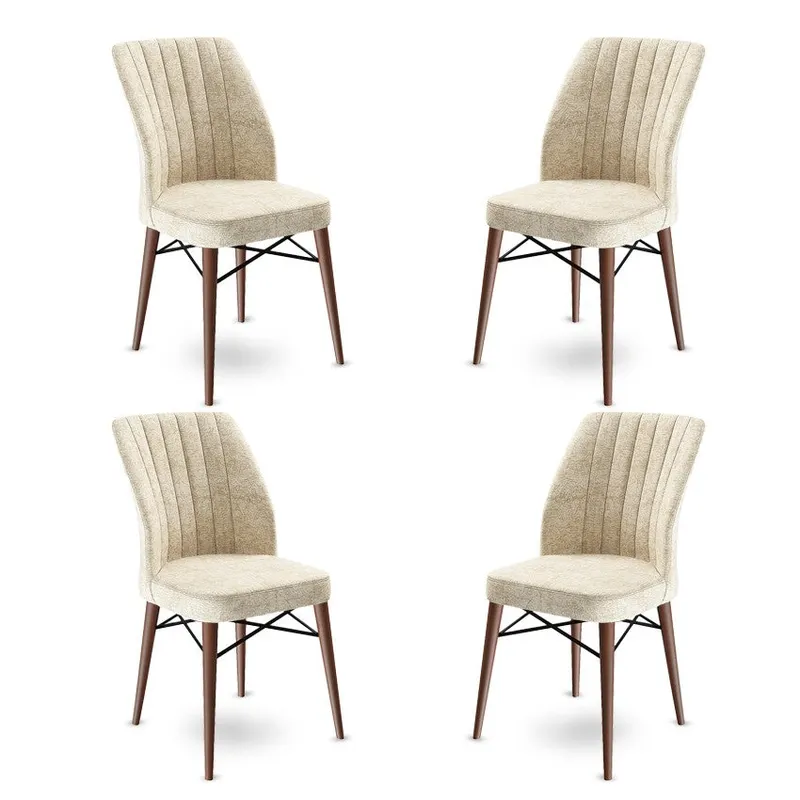 Set de scaune Flex, Diverse culori, Diverse configurații, 45x42x93 cm - Crem - Maro / 4 bucăți