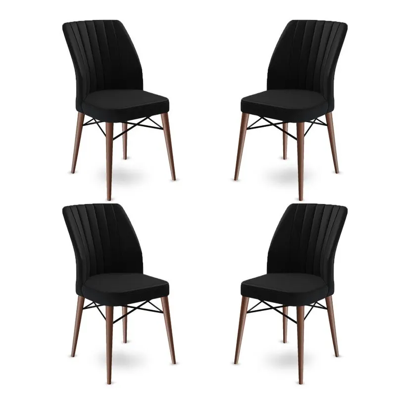 Set de scaune Flex, Diverse culori, Diverse configurații, 45x42x93 cm - Negru - Maro / 4 bucăți