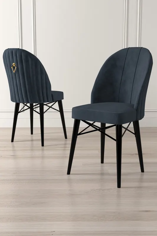 Set de scaune Ritim, Diverse culori, Diverse configurații, 44x42x96 cm - Antracit - Negru / 6 bucăți