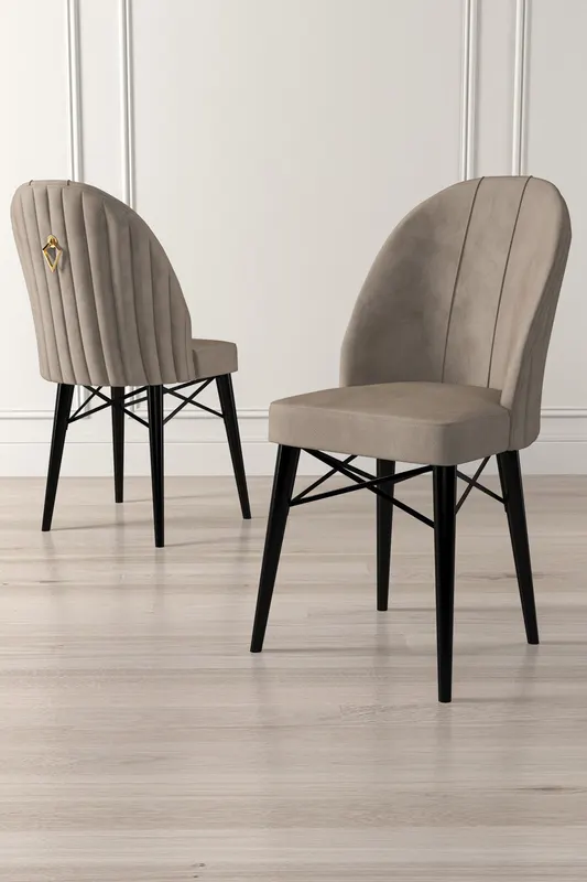 Set de scaune Ritim, Diverse culori, Diverse configurații, 44x42x96 cm - Cappuccino - Negru / 6 bucăți