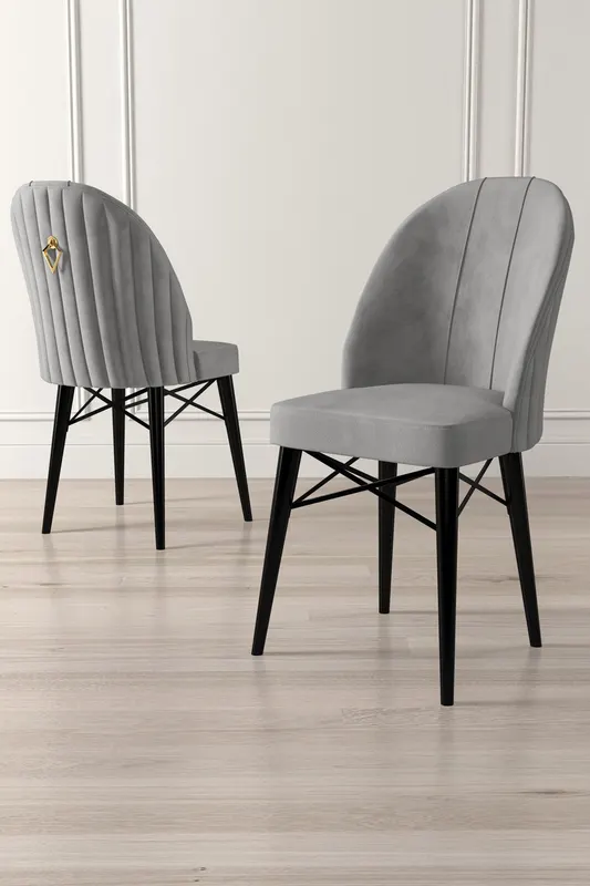 Set de scaune Ritim, Diverse culori, Diverse configurații, 44x42x96 cm - Gri - Negru / 6 bucăți