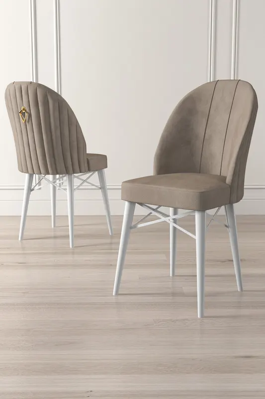 Set de scaune Ritim, Diverse culori, Diverse configurații, 44x42x96 cm - Cappuccino - Alb / 4 bucăți