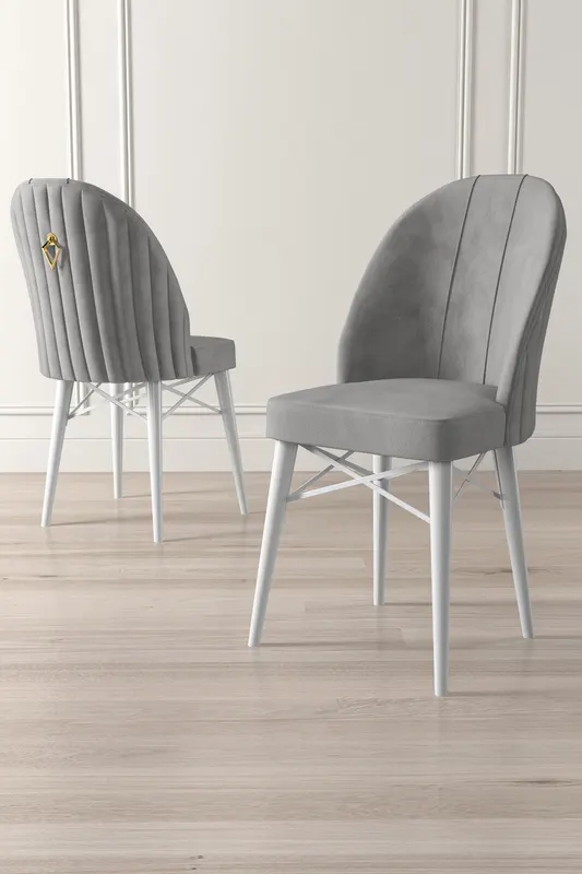 Set de scaune Ritim, Diverse culori, Diverse configurații, 44x42x96 cm - Gri - Alb / 4 bucăți