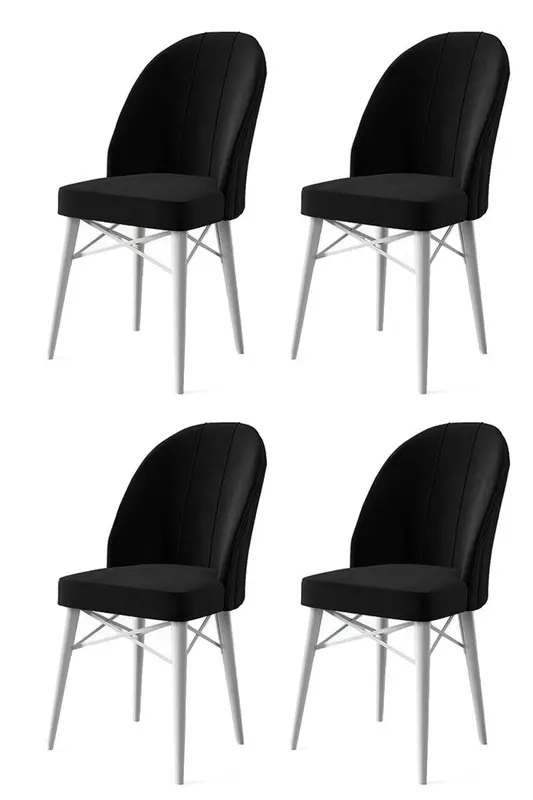 Set de scaune Ritim, Diverse culori, Diverse configurații, 44x42x96 cm - Negru - Alb / 4 bucăți
