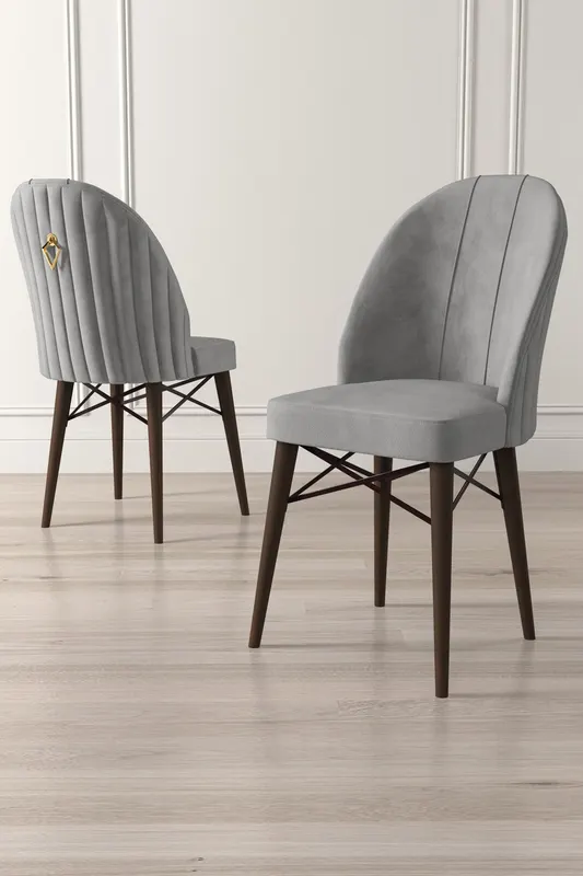 Set de scaune Ritim, Diverse culori, Diverse configurații, 44x42x96 cm - Gri - Maro / 4 bucăți