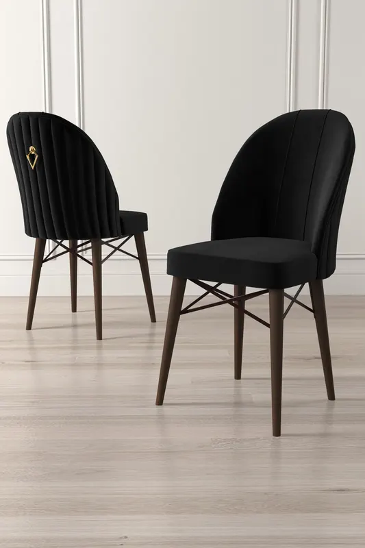 Set de scaune Ritim, Diverse culori, Diverse configurații, 44x42x96 cm - Negru - Maro / 6 bucăți