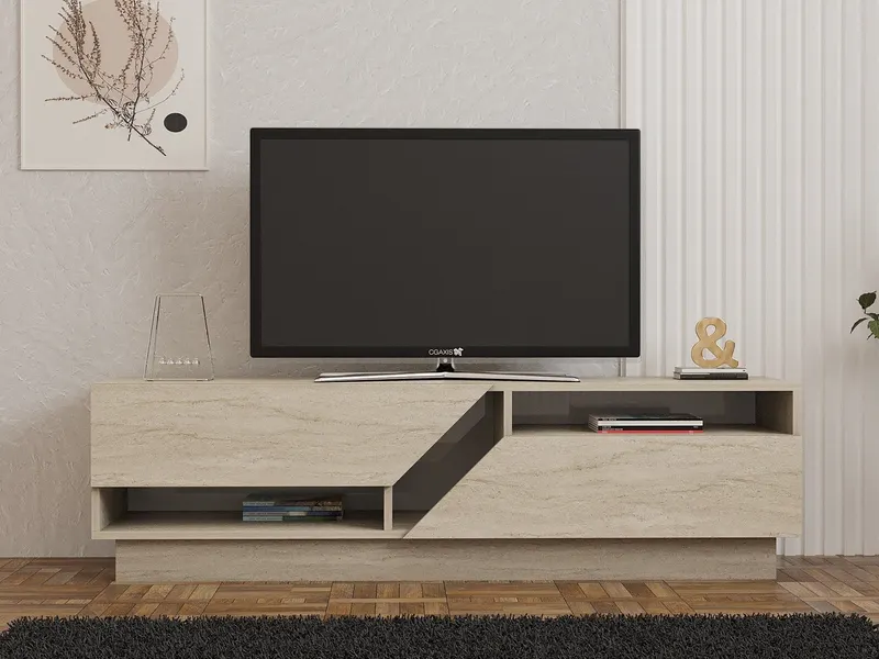 Comodă TV Koza, Diverse culori, 160x40x45 cm - Travertin