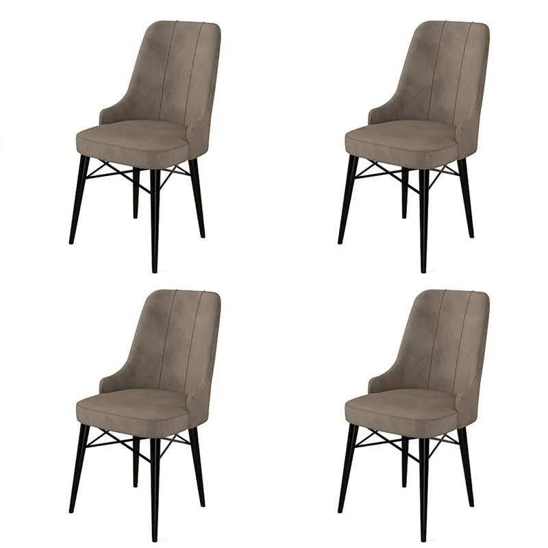 Set de scaune Pare, Diverse culori, Diverse configurații, 46x46x94 cm - Cappuccino - Negru / 4 bucăți