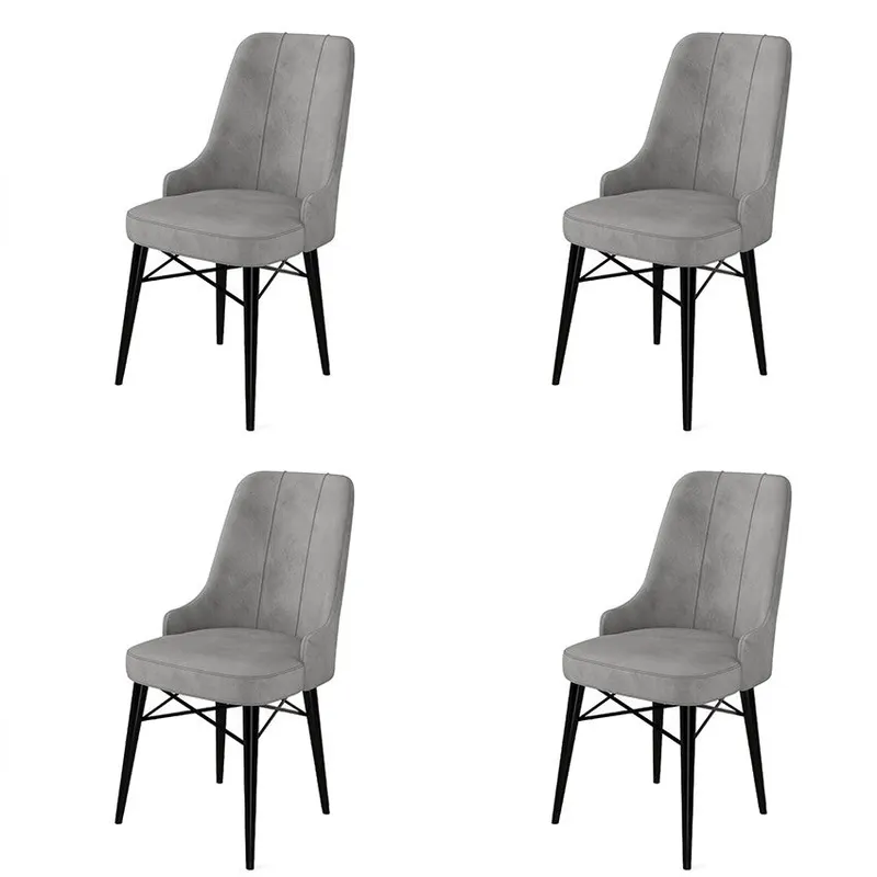 Set de scaune Pare, Diverse culori, Diverse configurații, 46x46x94 cm - Gri - Negru / 4 bucăți