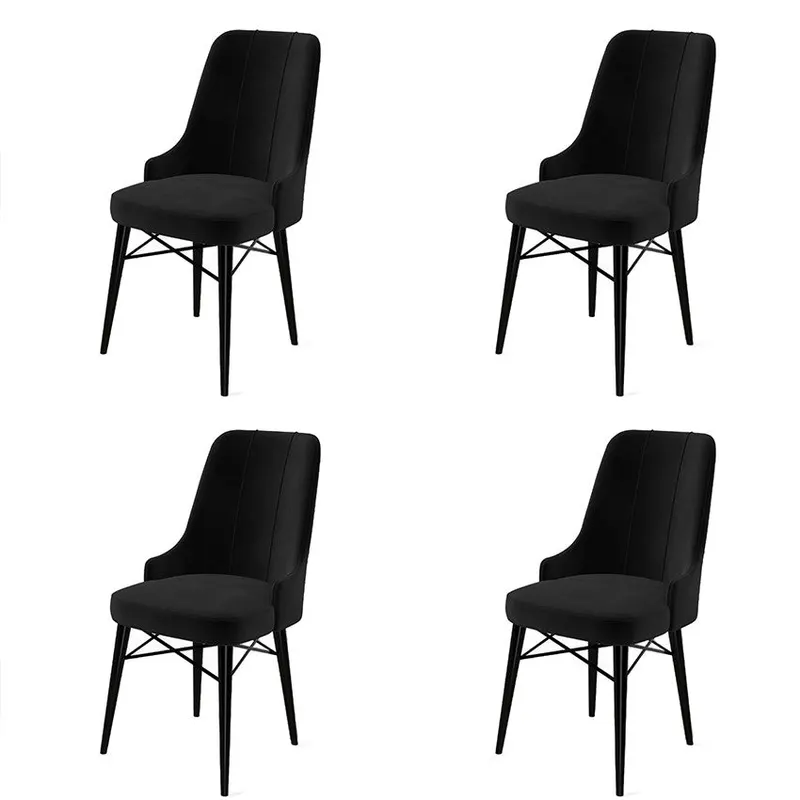 Set de scaune Pare, Diverse culori, Diverse configurații, 46x46x94 cm - Negru / 4 bucăți