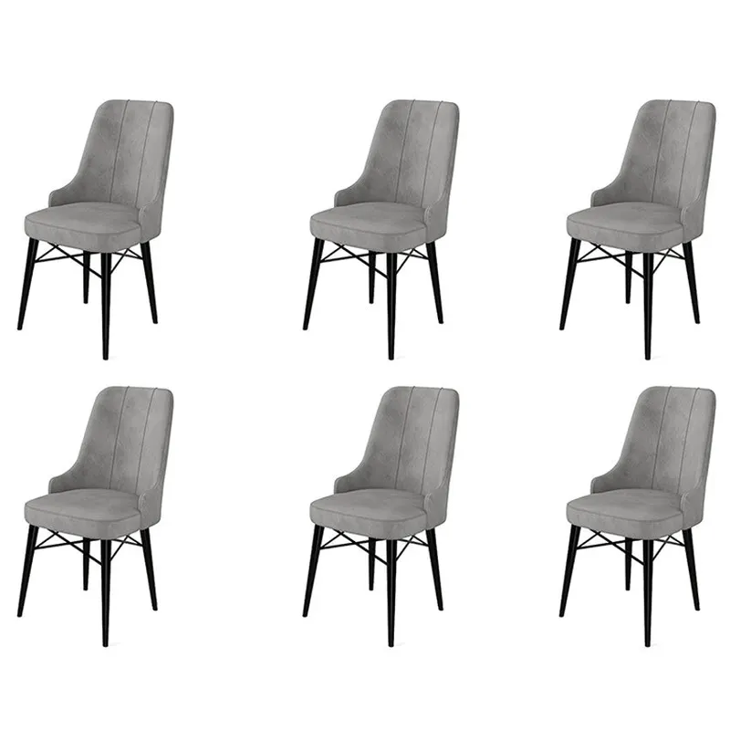 Set de scaune Pare, Diverse culori, Diverse configurații, 46x46x94 cm - Gri - Negru / 6 bucăți