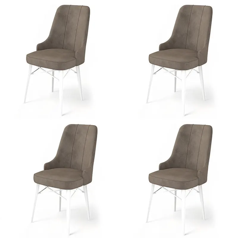 Set de scaune Pare, Diverse culori, Diverse configurații, 46x46x94 cm - Cappuccino - Alb / 4 bucăți