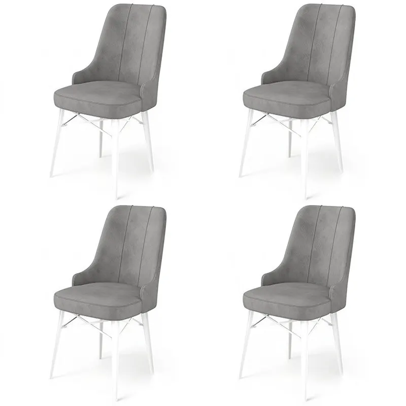 Set de scaune Pare, Diverse culori, Diverse configurații, 46x46x94 cm - Gri - Alb / 4 bucăți