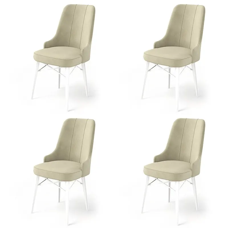 Set de scaune Pare, Diverse culori, Diverse configurații, 46x46x94 cm - Crem - Alb / 4 bucăți