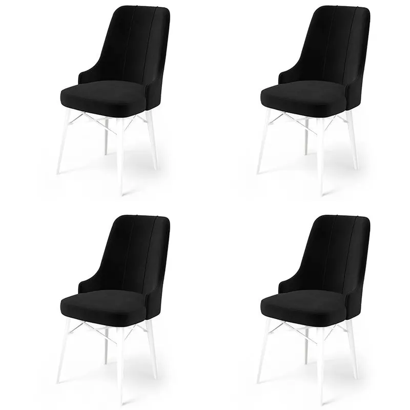 Set de scaune Pare, Diverse culori, Diverse configurații, 46x46x94 cm - Negru - Alb / 4 bucăți