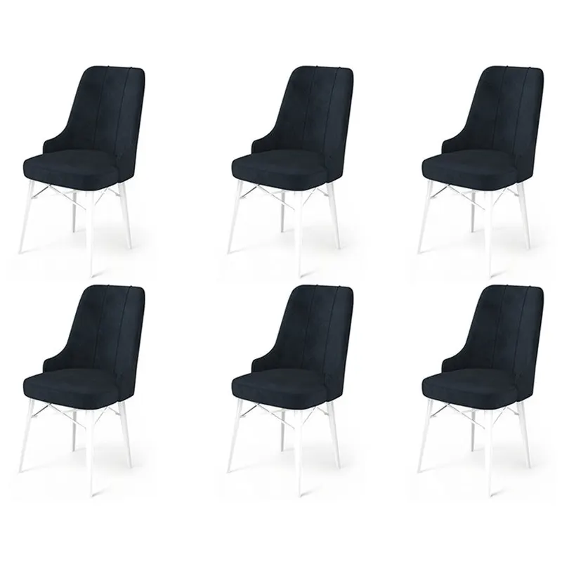 Set de scaune Pare, Diverse culori, Diverse configurații, 46x46x94 cm - Antracit - Alb / 6 bucăți