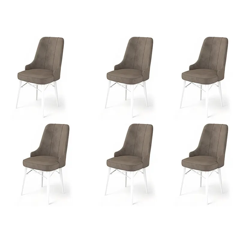 Set de scaune Pare, Diverse culori, Diverse configurații, 46x46x94 cm - Cappuccino - Alb / 6 bucăți