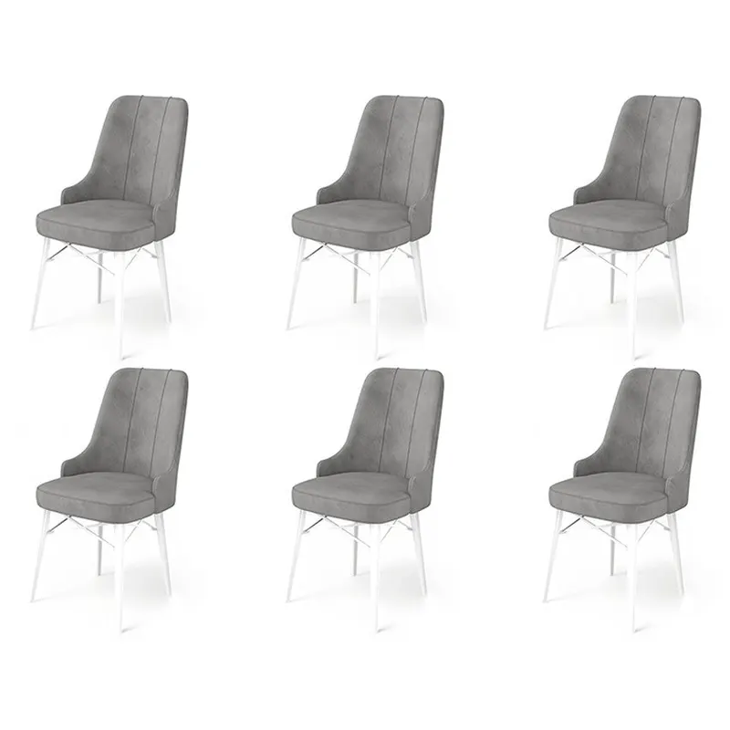 Set de scaune Pare, Diverse culori, Diverse configurații, 46x46x94 cm - Gri - Alb / 6 bucăți