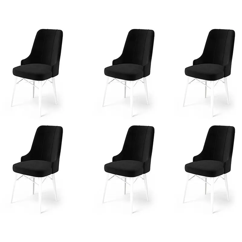 Set de scaune Pare, Diverse culori, Diverse configurații, 46x46x94 cm - Negru - Alb / 6 bucăți