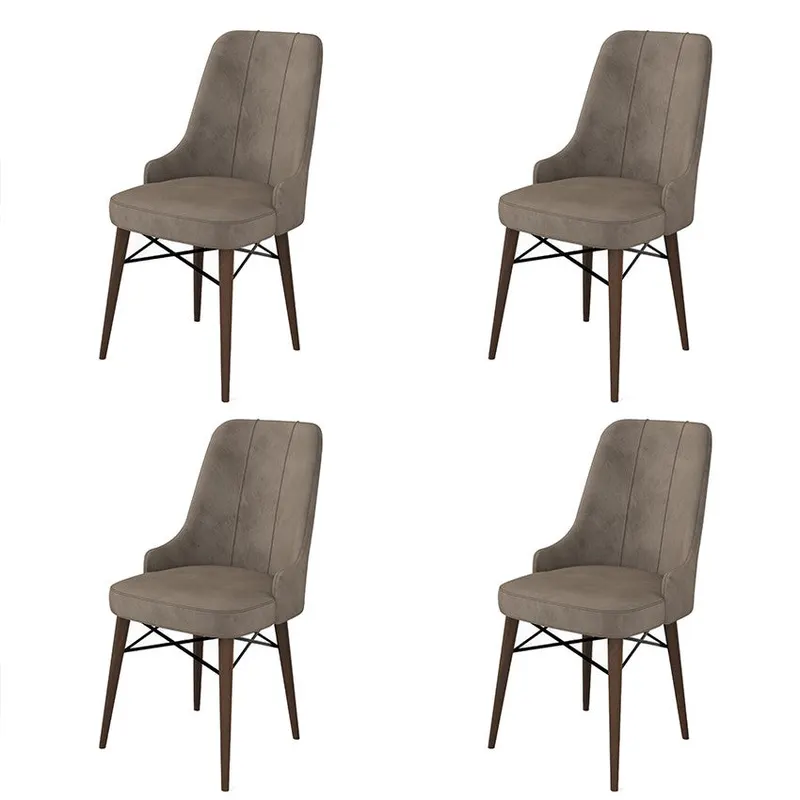 Set de scaune Pare, Diverse culori, Diverse configurații, 46x46x94 cm - Cappuccino - Maro / 4 bucăți