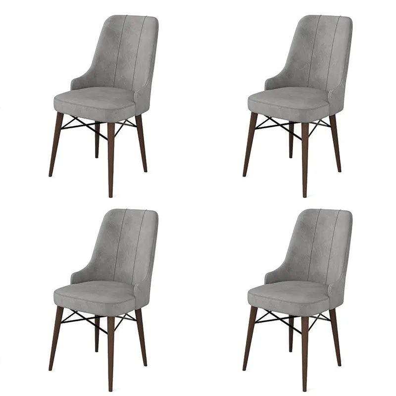 Set de scaune Pare, Diverse culori, Diverse configurații, 46x46x94 cm - Gri - Maro / 4 bucăți