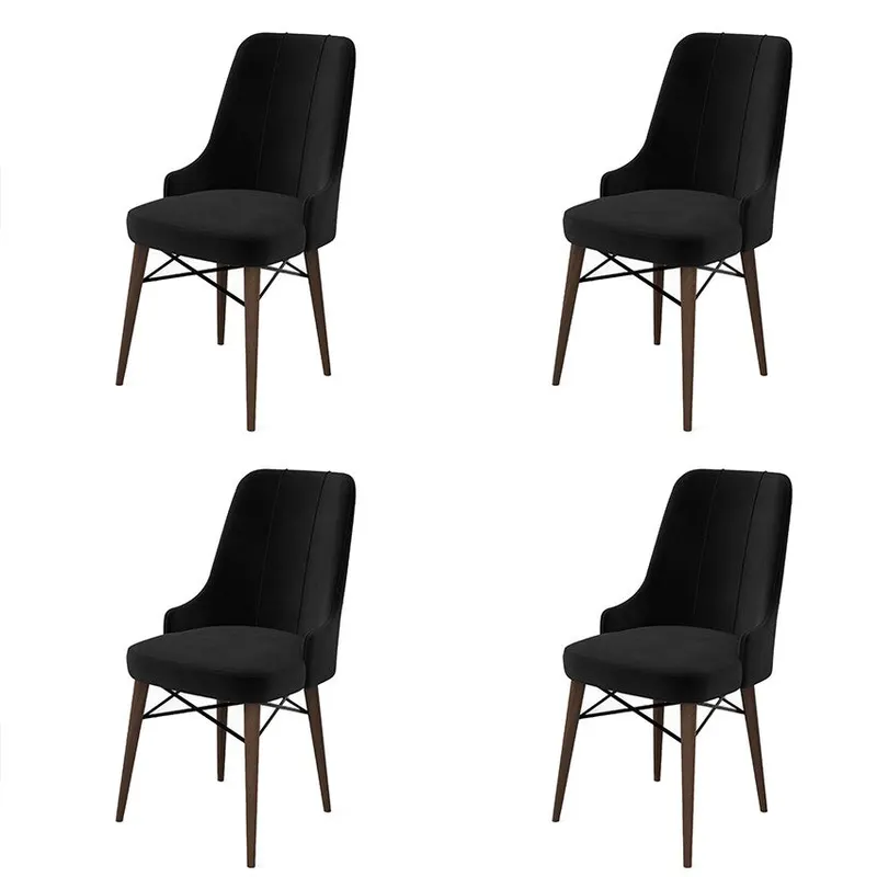 Set de scaune Pare, Diverse culori, Diverse configurații, 46x46x94 cm - Negru - Maro / 4 bucăți