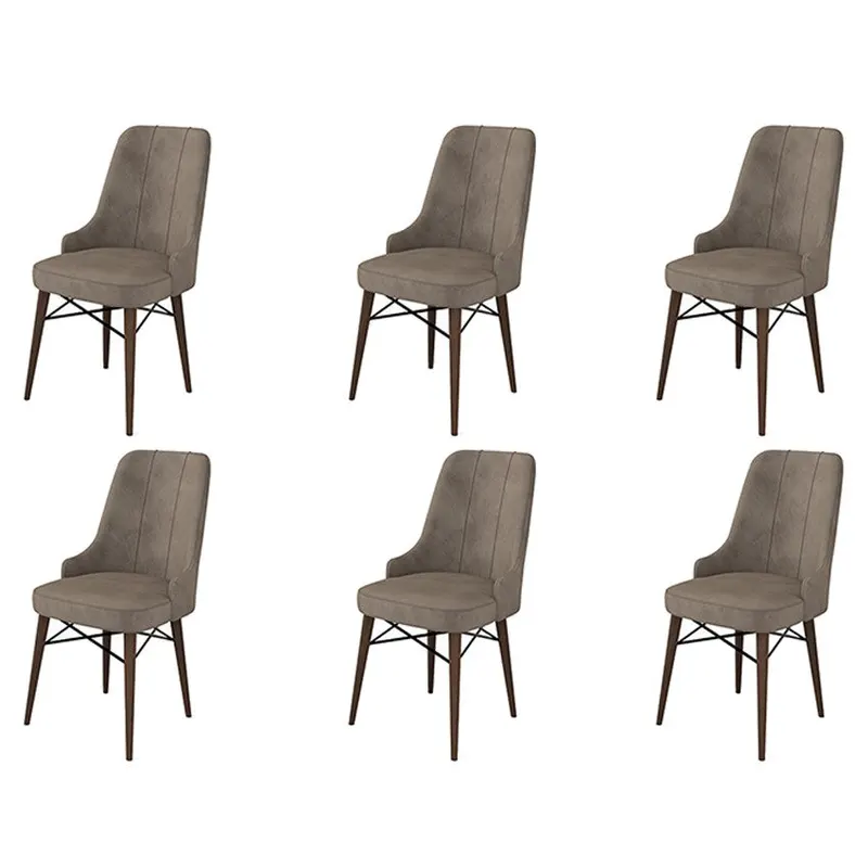 Set de scaune Pare, Diverse culori, Diverse configurații, 46x46x94 cm - Cappuccino - Maro / 6 bucăți