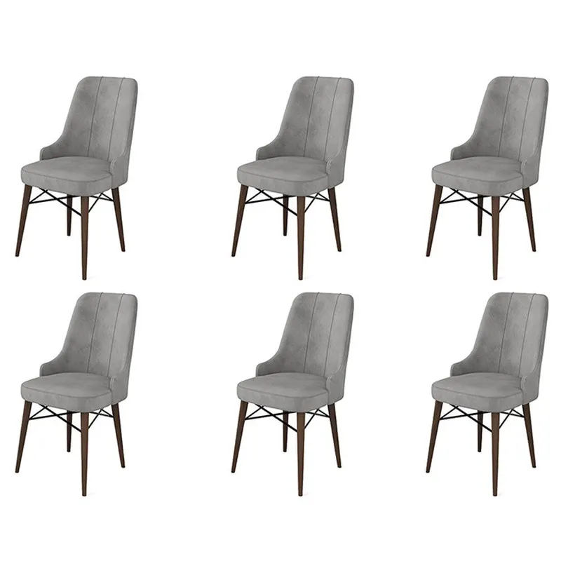 Set de scaune Pare, Diverse culori, Diverse configurații, 46x46x94 cm - Gri - Maro / 6 bucăți