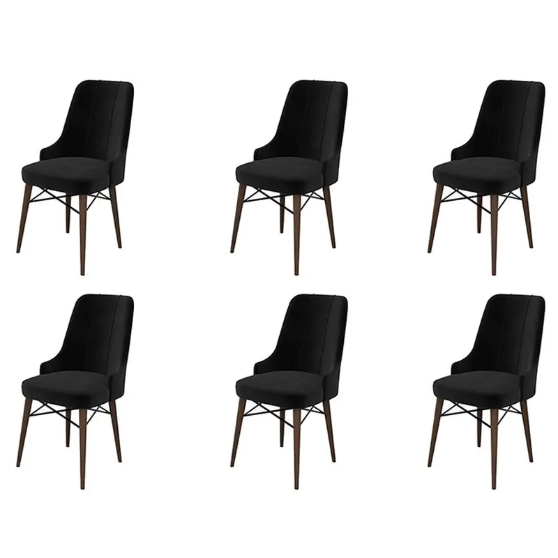 Set de scaune Pare, Diverse culori, Diverse configurații, 46x46x94 cm - Negru - Maro / 6 bucăți