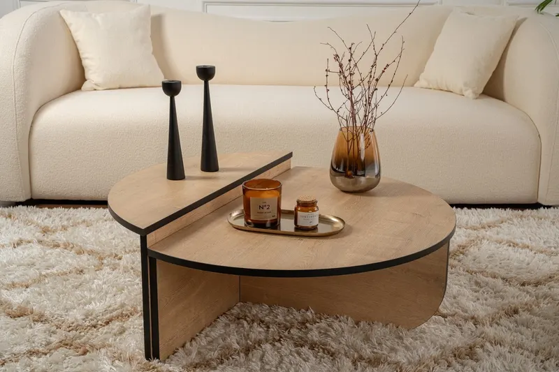 Măsuță de cafea Orion, Diverse culori, 90x60x30 cm - Honey oak - Negru