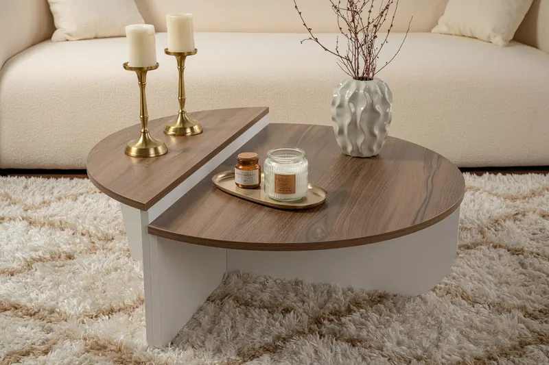 Măsuță de cafea Orion, Diverse culori, 90x60x30 cm - Venezia walnut - Alb