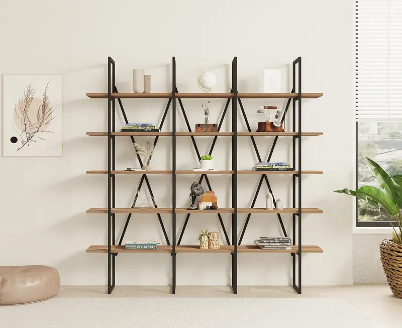 Bibliotecă Beylerbeyi, Diverse culori, 160x26x160 cm - Negru - Pin atlantic