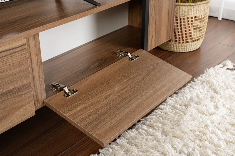 Comodă TV Serenity, Diverse culori, 180x30x50 cm - Venezia walnut - Negru