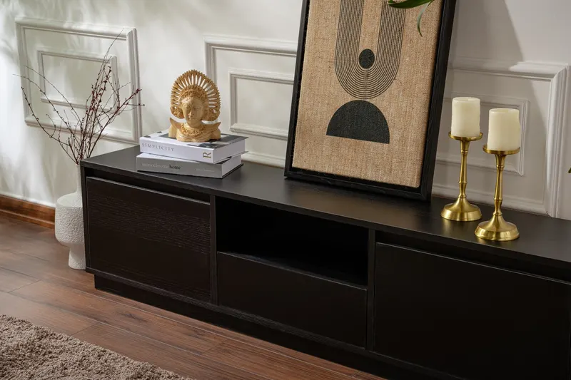 Comodă TV Vanguard, Diverse culori, 160x30x42 cm - Wood black