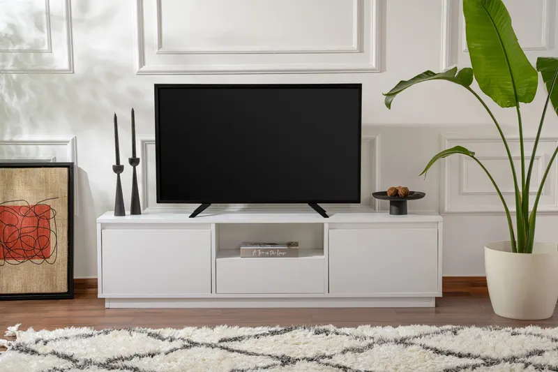 Comodă TV Vanguard, Diverse culori, 160x30x42 cm - Natural white