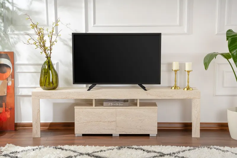 Comodă TV Enclave, Diverse culori, 180x31x50 cm - Travertin