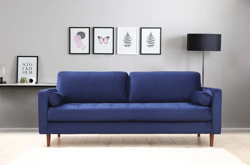 Canapea fixă Rome, Diverse culori, Diverse configurații, Ø10x70 cm - Bleumarin / 3 locuri