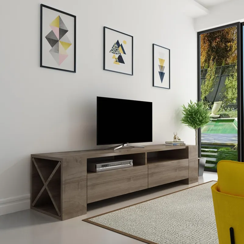 Comodă TV Sosruko, Diverse culori, 155x35x35 cm - Nuc