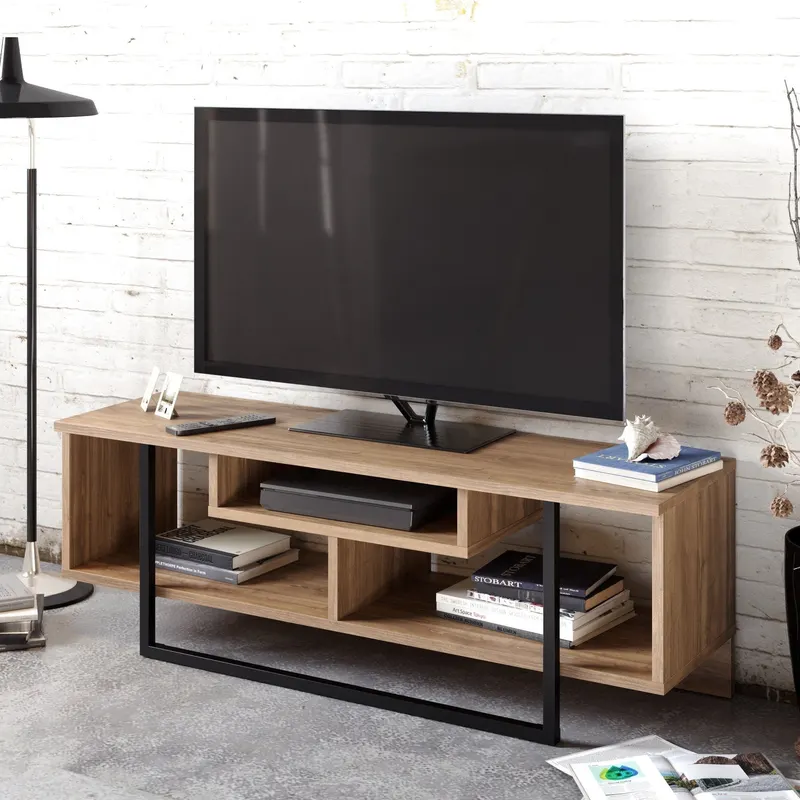 Comodă TV Asal (120), Diverse culori, 119x35x40 cm - Nuc - Negru
