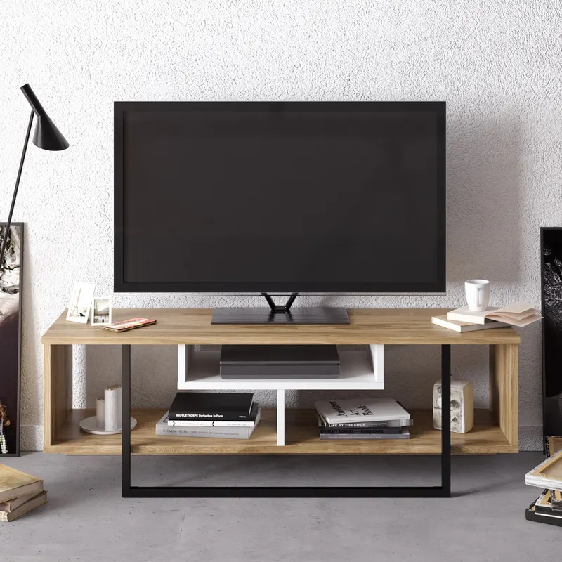 Comodă TV Asal (120), Diverse culori, 119x35x40 cm - Alb - Negru - Stejar