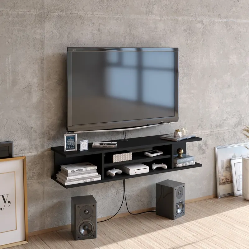 Comodă TV Pivot, Diverse culori, 120x30x23 cm - Negru
