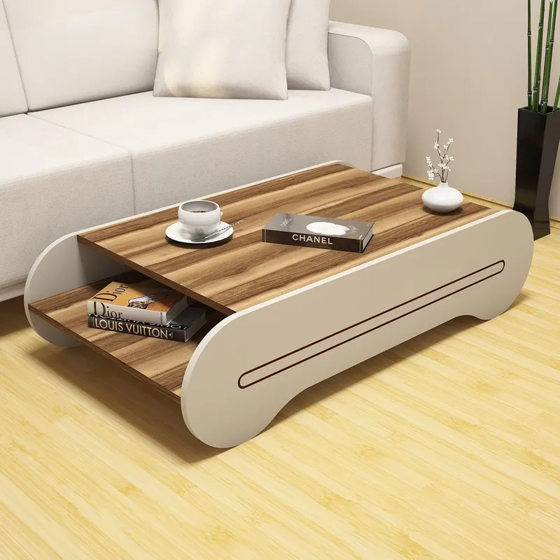 Măsuță de cafea Cool, Diverse culori, 120x64x30 cm - Nuc - Crem