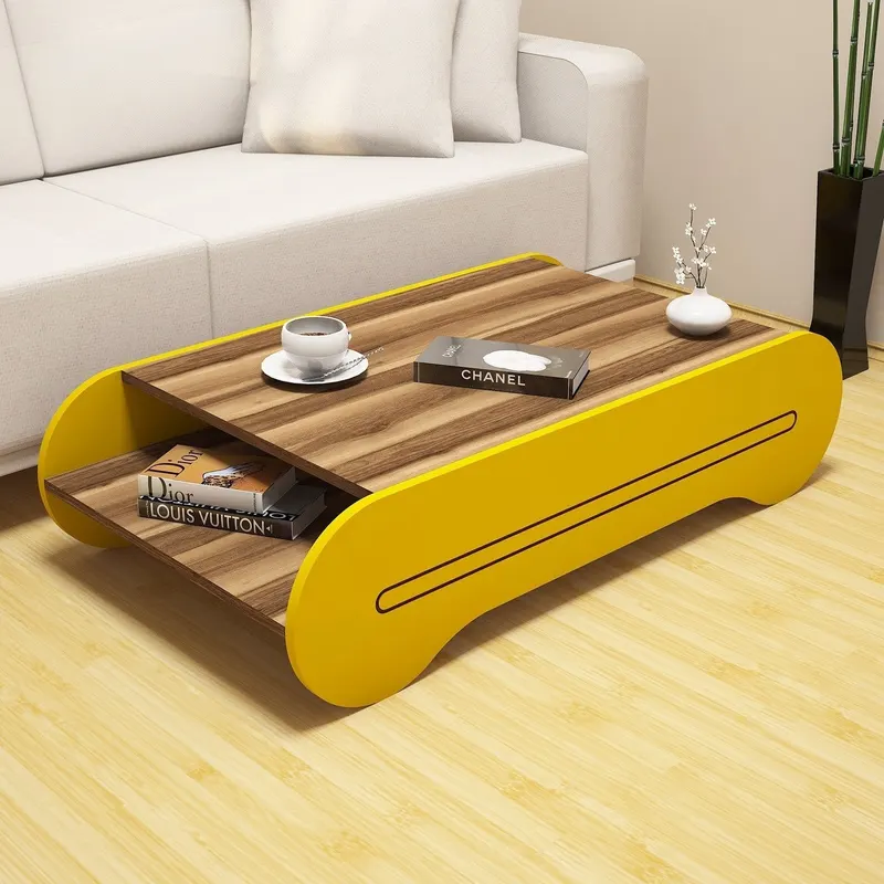 Măsuță de cafea Cool, Diverse culori, 120x64x30 cm - Nuc - Galben